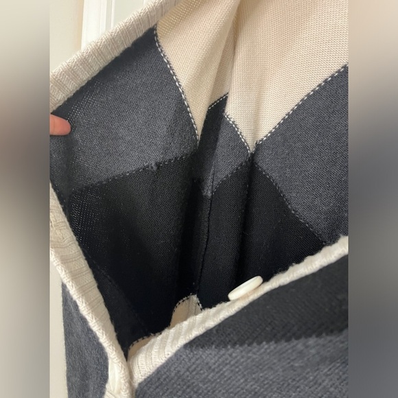 HAUTE HIPPIE Merino Wool ARGYLE CARDIGAN SWEATER Long Line Sz L - Picture 10 of 10